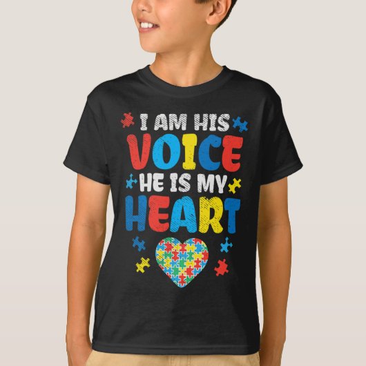 I Am His Voice He Is My Heart Autism Awareness Asl T-Shirt (Vorderseite)