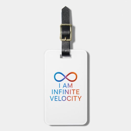 I AM Infinite Velocity – Quantum Energy Design Gepäckanhänger (Vorderseite vertikal)