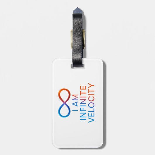 I AM Infinite Velocity – Quantum Energy Design Gepäckanhänger (Rückseite vertikal)