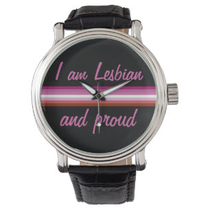 I am Leasbian and Proud Lesbian Flag on Black Armbanduhr