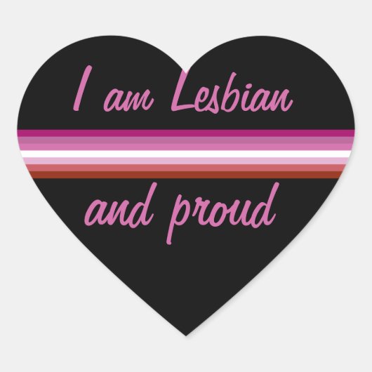 I am Leasbian and Proud | Lesbian Flag on Black Herz-Aufkleber (Vorderseite)