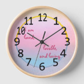 I am loved, lovable and loving affirmation clocks uhr (Vorderseite)