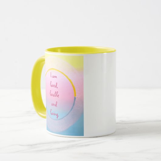 I am loved, lovable and loving affirmation mugs tasse (Vorderseite Links)