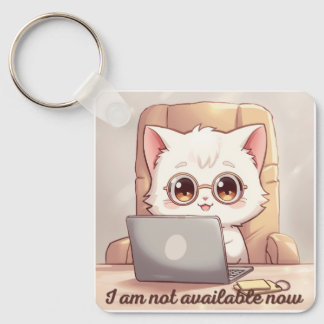 I Am Not Available Now Keychain - Cute Kawaii Cat  Schlüsselanhänger