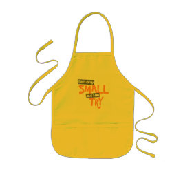 "I am only small but I do try" orange / grey apron Kinderschürze