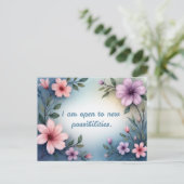 I am open to new possibilities floral affirmation postkarte (Stehend Vorderseite)