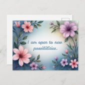 I am open to new possibilities floral affirmation postkarte (Vorne/Hinten)