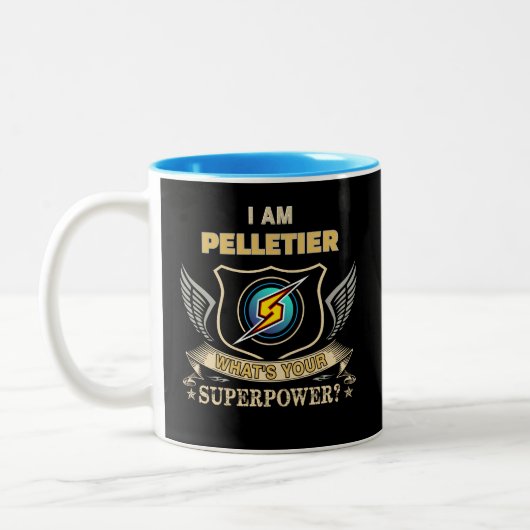 I Am PELLETIER What's Your Superpower Zweifarbige Tasse (Links)