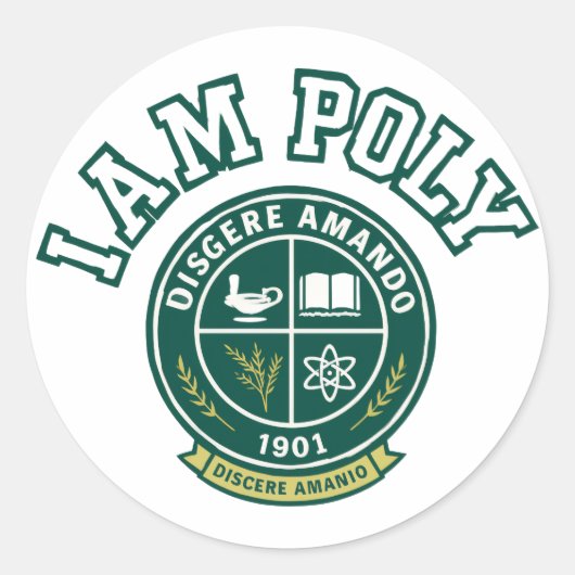 I AM POLY Classic Round Sticker (Vorderseite)