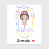 I AM - Positive Girl Affirmations Ballerina Sticke Aufkleber (Blatt)