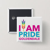 I AM PRIDE Goldendale Square Button (Vorne & Hinten)