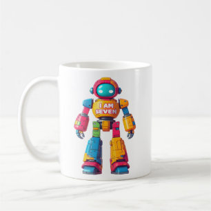I Am Seven Robot for Kids 7th Birthday Robot Bot Kaffeetasse