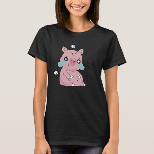 I Am Still Beautiful Cute Little Fat Piggy Crying T-Shirt (Vorderseite)
