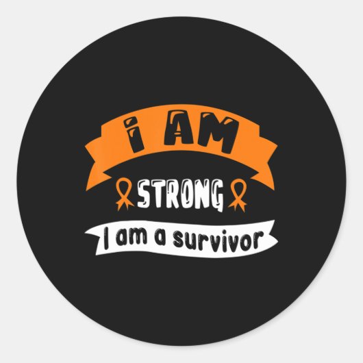 I Am Strong I Am A Survivor Leukemia Cancer Aware Runder Aufkleber (Vorderseite)