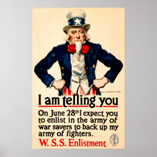 "I am Telling You"-Liste im US-Army-Weltkrieg Poster