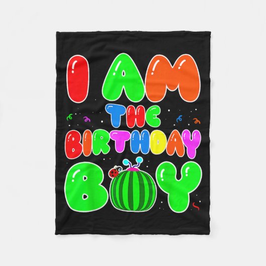I Am The Birthday Boy Funny Watermelon Birthday Fa Fleecedecke (Vorderseite)