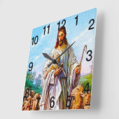 I Am the Good Shepherd John 10:7-21 Quadratische Wanduhr (Winkel)