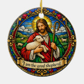 I Am the Good Shepherd Round Ceramic Ornament (Hinten)