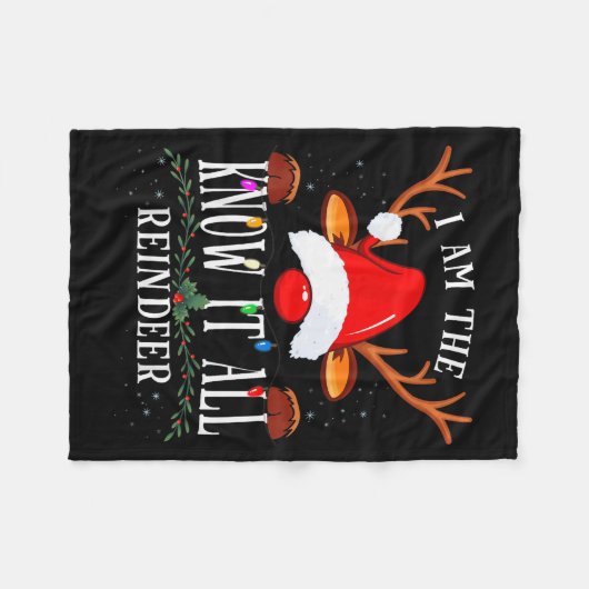 I Am The Know It All Reindeer Christmas Family Fleecedecke (Vorderseite (Horizontal))