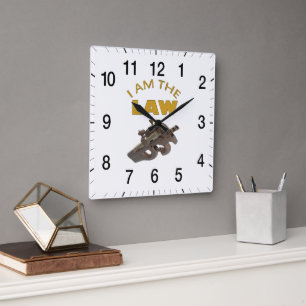 I am the law with a m4a1 machine gun quadratische wanduhr