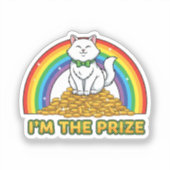 I Am The Prize Cat At End Of Rainbow St Patrick Aufkleber (Vorderseite)