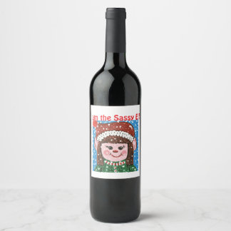 I am the Sassy Elf Wine Label Weinetikett