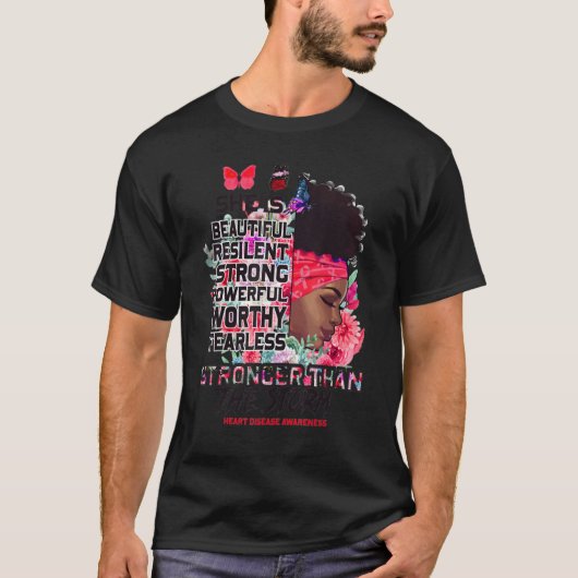 I Am The Storm Black Woman Afro Heart Disease Awar T-Shirt (Vorderseite)