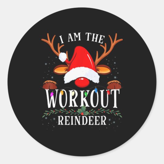 I Am The Workout Reindeer Christmas Family Runder Aufkleber (Vorderseite)