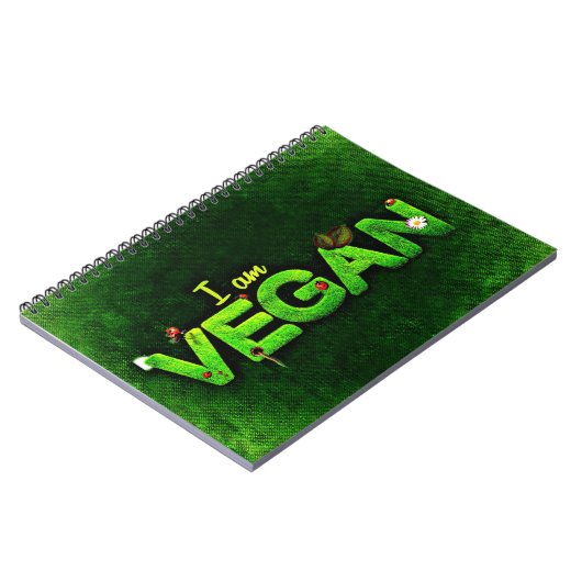 I Am Vegan Written With A Grassy Nature Texture Notizblock (Linke Seite)