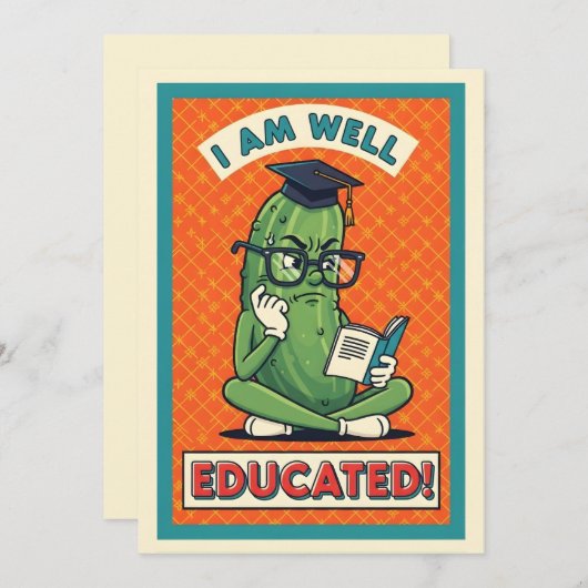 I Am Well Educated funny pickle smart veggie Dankeskarte (Vorne/Hinten)