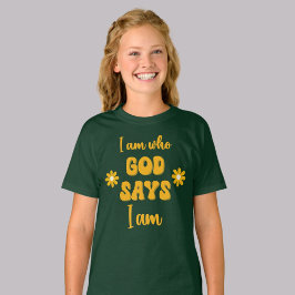 I Am Who God Says - Floral Christian Faith Based  T-Shirt