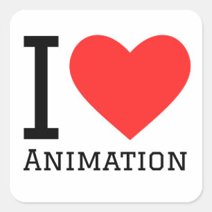 I Animation der Liebe Quadratischer Aufkleber
