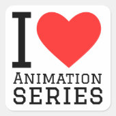 I Animationsreihe Liebe Quadratischer Aufkleber (Vorderseite)
