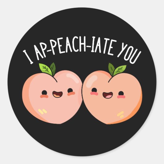 I apfirate you Funny Peach Pun Dark BG Runder Aufkleber (Vorderseite)