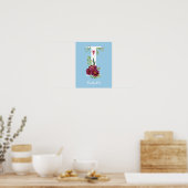 I Aquarell Floral Monogram Custom Kinderzimmer Pos Poster (Küche)
