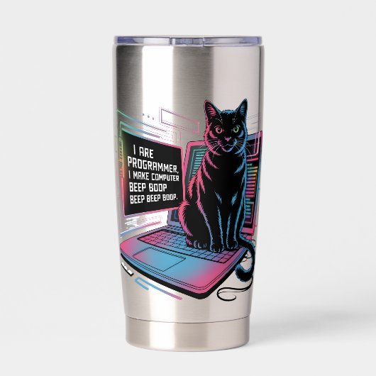 I are programmer, I make computer BEEP BOOP BEEP Thermobecher (Rückseite)