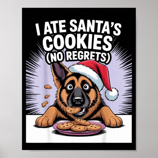 I Ate Santas Cookies Puppy Funny Christmas German Poster (Vorne)