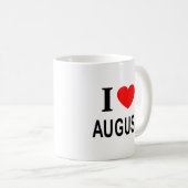 I ❤️ AUGUST I LIEBE AUGUST I HERZEN AUGUST KAFFEETASSE (VorderseiteRechts)