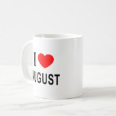 I ❤️ AUGUST I LIEBE AUGUST I HERZEN AUGUST KAFFEETASSE (Vorderseite Links)