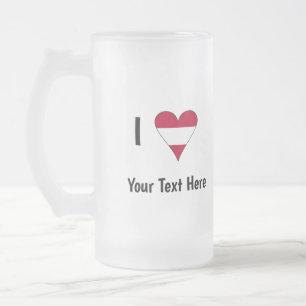 I (Austrian Flag Heart Love) Your Text Mattglas Bierglas