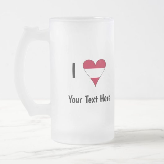 I (Austrian Flag Heart Love) Your Text Mattglas Bierglas (Links)