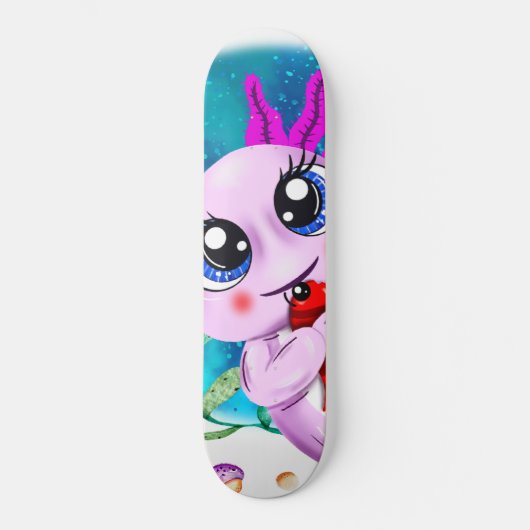 I Axolotl Fragen, Niedliches Axolotl Zitat Skateboard (Vorderseite)
