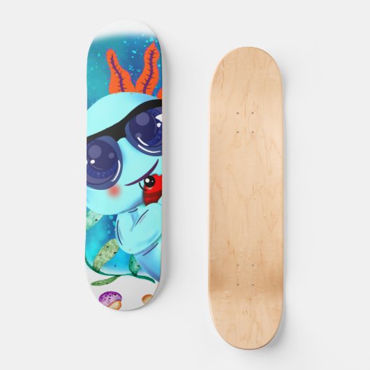I Axolotl Fragen, Niedliches Axolotl Zitat Skateboard (Vorderseite)