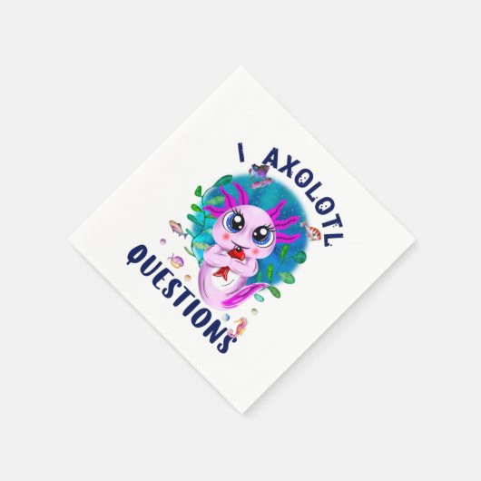 I Axolotl Questions, Niedlich Kawaii Pink Amphibie Serviette (Ecke)
