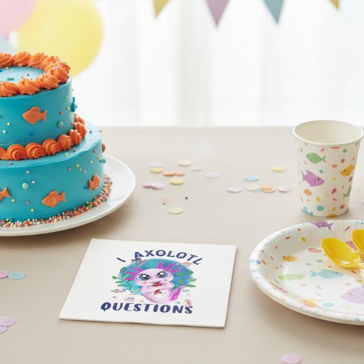 I Axolotl Questions, Niedlich Kawaii Pink Amphibie Serviette