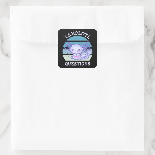 I axolotl questions quadratischer aufkleber (Tasche)
