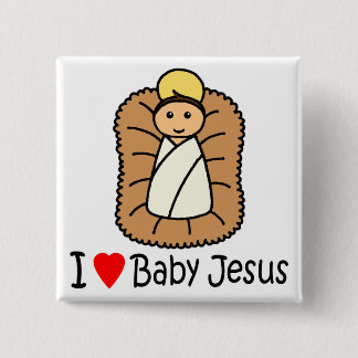 I Baby Jesus des Herz-(Liebe) Button