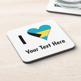 I (bahamianische Flag Herz-Liebe) Ihr Text Getränkeuntersetzer