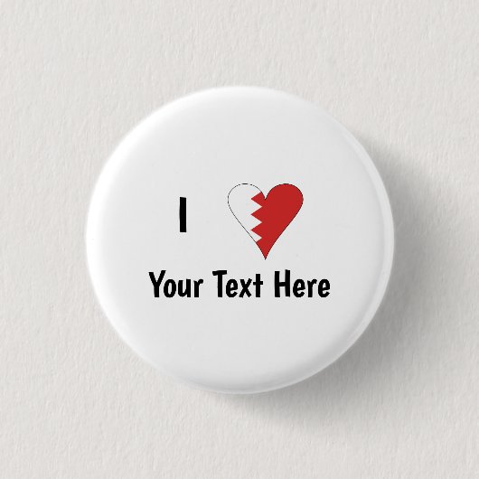 I (Bahraini Flag Herz Liebe) Personalisiert Button (Vorderseite)