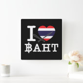 I Baht des Herz-(Liebe) Quadratische Wanduhr (Zuhause)